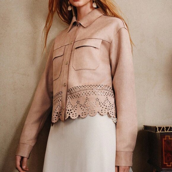 Boho Women's Casual cut off design button down  Suede-like Jacket - Picture 3 of 8